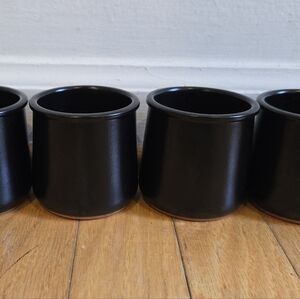 NEW! Set of 6 Elegant Matte Black Ceramic Cermer Yogurt Pots